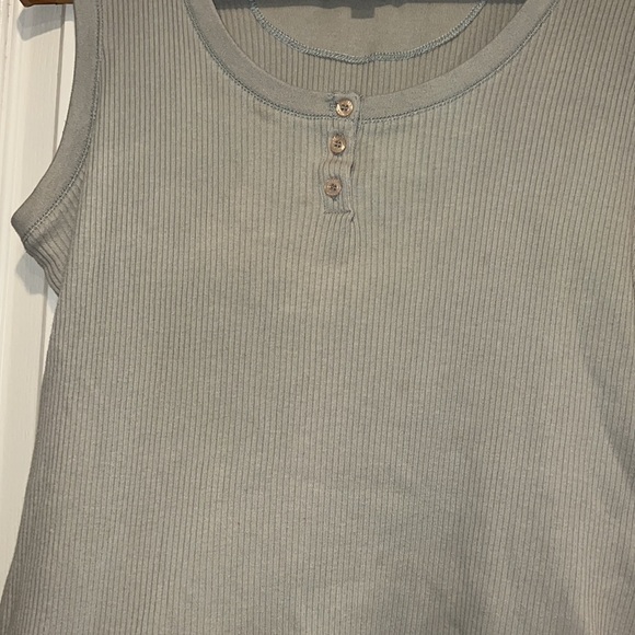 Vintage Sage Green Henley Tank - Picture 4 of 5